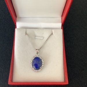 NEW 925 sterling silver natural lapis necklace.